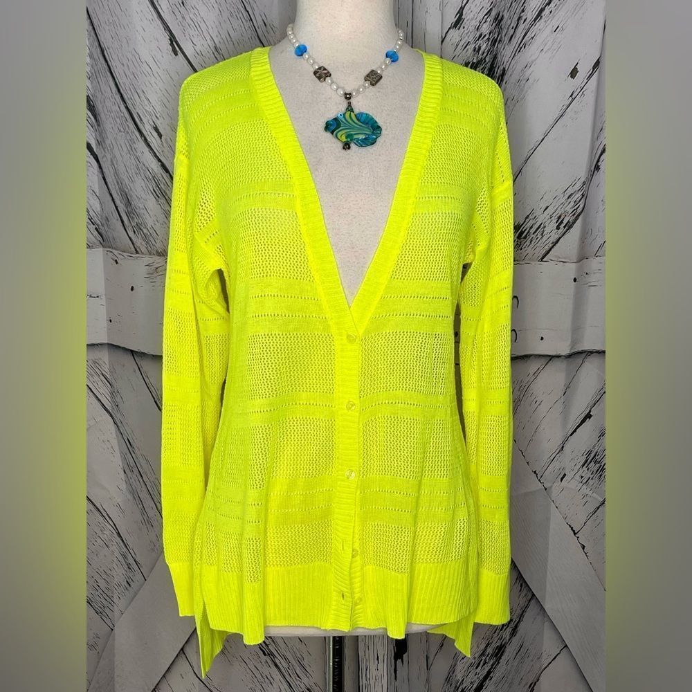 L.E.I. Fluorescent Yellow Cardigan Juniors XL